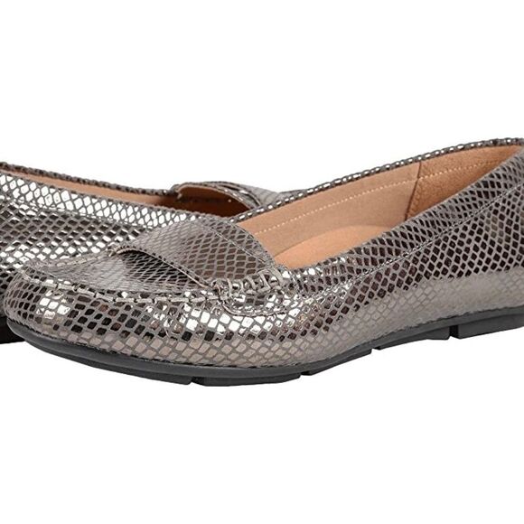 Vionic Larrun Gunmetal Snake Print Loafer Flats Sz 8 - Picture 1 of 8